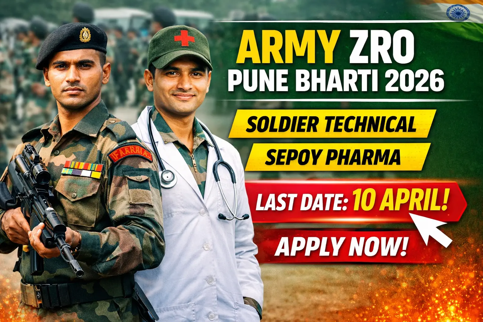 Indian Army ZRO Pune Bharti 2026: Soldier Technical & Sepoy Pharma भर्ती, Last Date 10 April